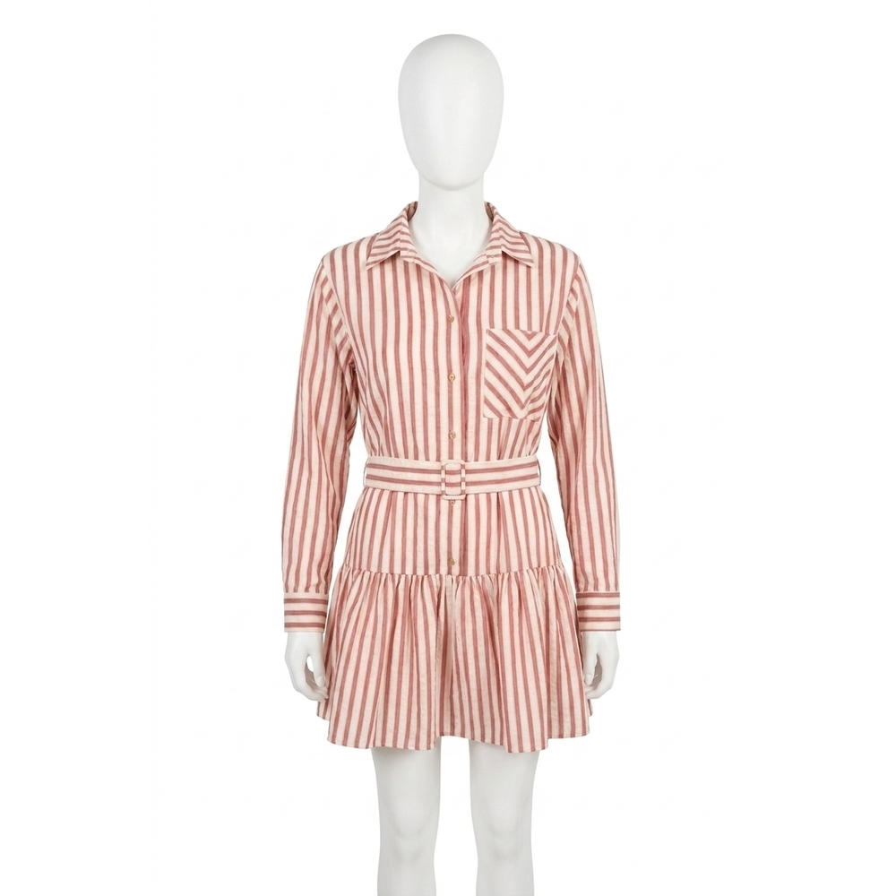 NEW STRUT & BOLT striped button down mini dress in mauve/cream